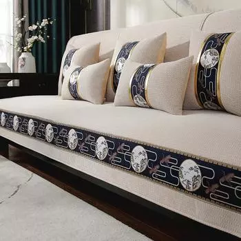 Китайский нескользящий чехол для дивана, кожаная подушка для дивана из цельного дерева, современный простой 4-сезонный универсальный защитный чехол для дома, чехол для дивана 70x70