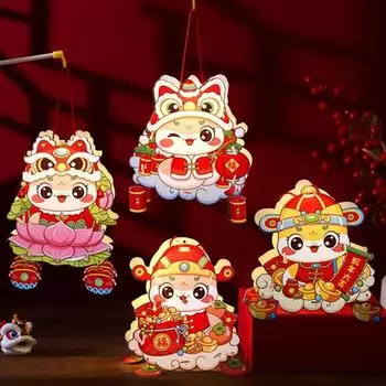 Китайский новогодний фонарь DIY мультяшный фонарь в виде змеи комплект на батарейках портативный фонарь для весеннего фестиваля для детей праздничный декор Random Style