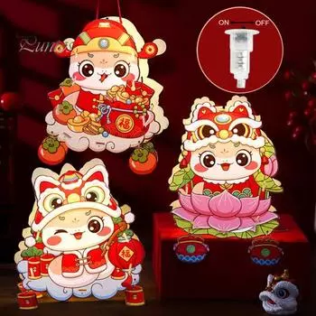 Китайский новогодний фонарь DIY мультяшный фонарь в виде змеи комплект на батарейках портативный фонарь для весеннего фестиваля для детей праздничный декор Random Style