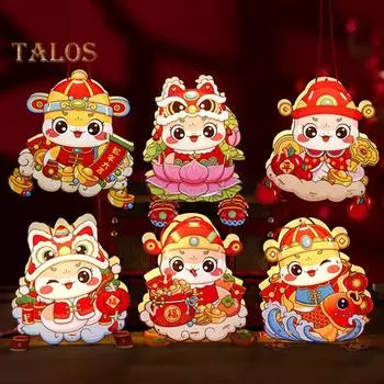 Китайский новогодний фонарь DIY мультяшный фонарь в виде змеи комплект на батарейках портативный фонарь для весеннего фестиваля для детей праздничный декор Random Style