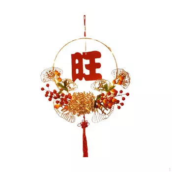 Китайский новогодний венок, светящийся лунный свет, декор, украшение своими руками, искусственные цветы Wang