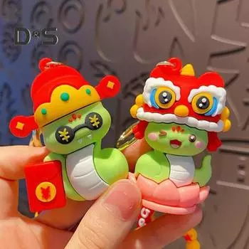 Китайский Новый год брелок в виде змеи, держатель для ключей в виде счастливой змеи, талисман на удачу, новогодний подарочный пакет, аксессуар F