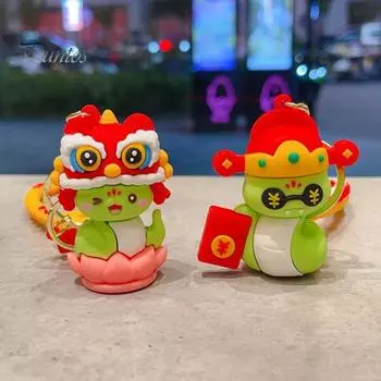 Китайский Новый год брелок в виде змеи, держатель для ключей в виде счастливой змеи, талисман на удачу, новогодний подарочный пакет, аксессуар F