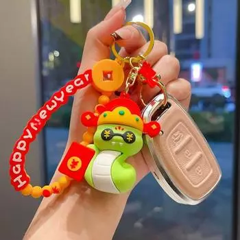 Китайский Новый год брелок в виде змеи, держатель для ключей в виде счастливой змеи, талисман на удачу, новогодний подарочный пакет, аксессуар A