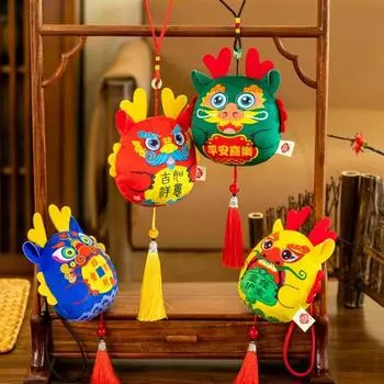 Китайский Новый год, фаршированные плюшевые подвески-талисманы дракона, висячие украшения года дракона