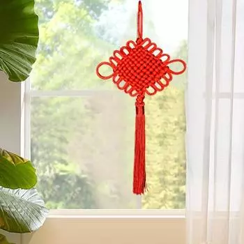 Китайский Новый год, красный бархатный узел, кулон, символ воссоединения, удача, ручное плетение, наилучшие пожелания, китайский узел S