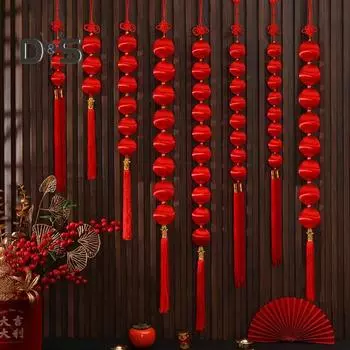 Китайский Новый год Красный Фонарь Украшение Подвесной Мини Фонарь Гирлянда Подвеска Бонсай Украшения для Весеннего Праздника Домашний Магазин Декор B