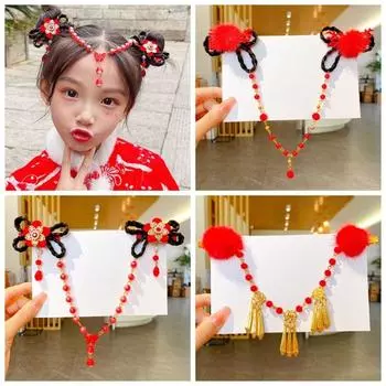 Китайский Новый год лобная цепочка шпилька старинный стиль детские заколки для волос ханьфу бровь кулон 2