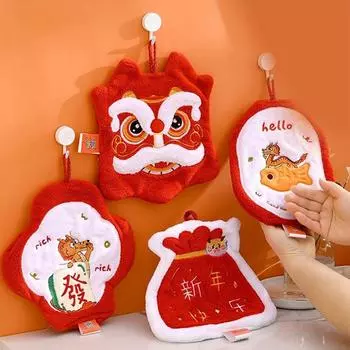 Китайский Новый год полотенце для рук домашнее удобное подвесное двухслойное утолщенное быстросохнущее впитывающее полотенце для рук кухня и ванная комната