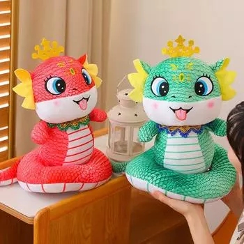 Китайский Новый год талисман традиционный мультфильм змея плюшевая кукла кулон желтый зеленый красный змея питон плюшевая игрушка домашний декор about 15cm
