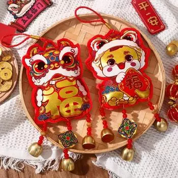 Китайский Новый год украшение праздничное благословение колокольчик ветра лунный Новый год подвесное украшение с 3 колокольчиками для гостиной спальни дверь C