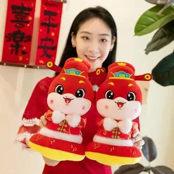 Китайский Новый год змея чучело животных плюшевая игрушка зодиак орнамент кукла для украшения дома богатый S