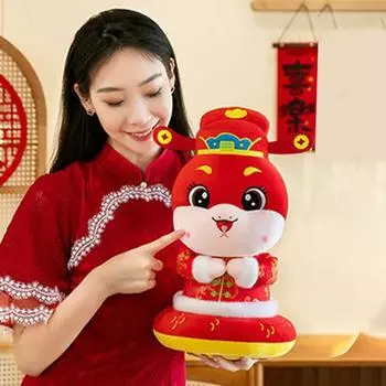 Китайский Новый год змея чучело животных плюшевая игрушка зодиак орнамент кукла для украшения дома богатый счастливый подарок S