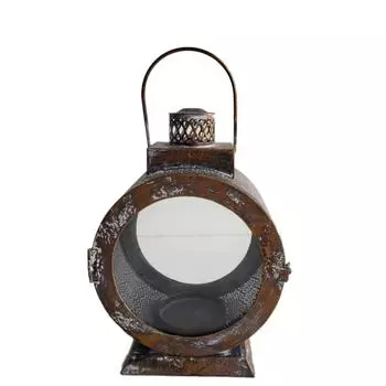 Китайский оптовый металлический железный антикварный латунный садовый светодиодный фонарь для кемпинга фонарь-столб для свечей 21x14.5x28cm коричневый