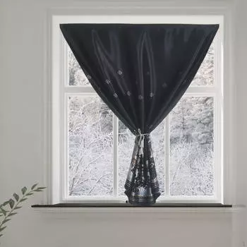 Китайский печатный занавес Китай Элегантный Высокий затемненный сборный для гостиной спальни столовой 100cmx120cm чёрный