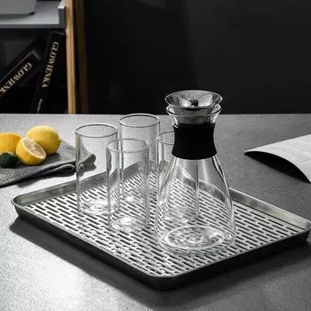 Китайский поднос для чая из нержавеющей стали 304, прямоугольный, полый, сливной, фильтр для барбекю, масляная тарелка, чашка, поддон для хранения продуктов, инструменты для церемонии 26.5x20.5x2.5(CM)