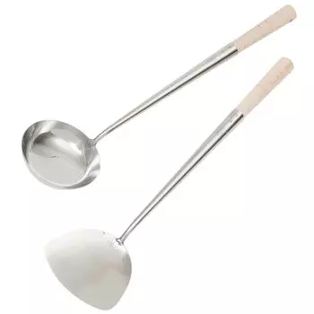 Китайский половник и китайская лопатка из нержавеющей стали, бытовые деревянные, настоящие китайские жареные, легко изготавливаются, сделаны в Японии, набор, размер, ручка,