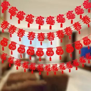 Китайский праздник весны баннер китайский новый год 2025 подвесные флаги счастливая настенная вечеринка подвесной баннер домашний декор для новогодней вечеринки