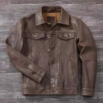 Китайский размер без покрытия матовый первый слой натуральной овчины мужская кожаная куртка 507 стиль куртки овчины мужская кожаная куртка тонкий M