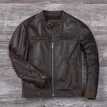 Китайский размер черные мотоциклетные куртки из натуральной коровьей кожи пальто мужские кожаные куртки для верховой езды байкерские куртки для мужчин одежда зима S