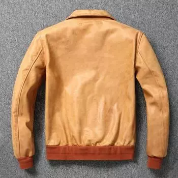 Китайский размер Классическая куртка пилота Flight A2 винтажная грязно-желтая вощеная воловья кожаная куртка мужская авиаторская куртка мужское пальто M королевские желтого