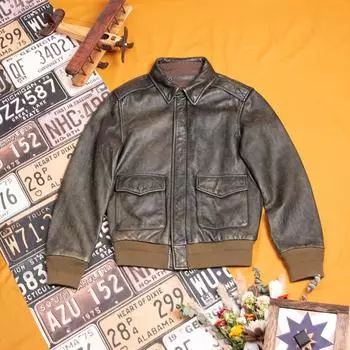 Китайский размер классические военные A2 ВВС кожаные летные куртки винтажные потертые старые коровьи кожаные куртки мужские мягкие коровьи пальто S