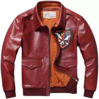 Китайский размер классический летный костюм A2 мужская кожаная куртка пропитанная маслом натуральная коровья кожа короткая осень a2 S бордовый