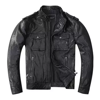 Китайский размер Мужская кожаная куртка Стиль Натуральная овчина Мягкая облегающая весна M