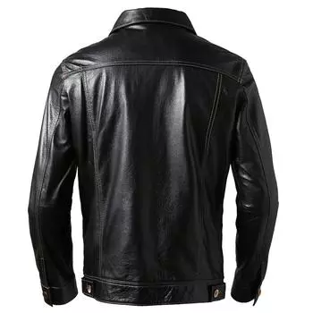 Китайский размер Мужская куртка из натуральной кожи Мягкая облегающая тонкая куртка из свиной кожи Мужская кожаная куртка Весенняя одежда M чёрный