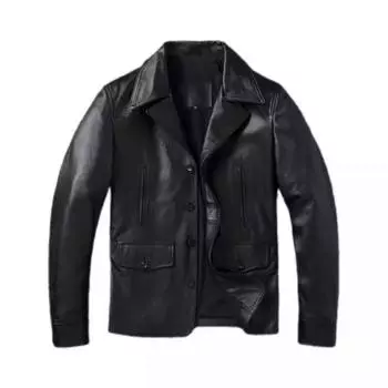 Китайский размер мужское кожаное пальто из натуральной мягкой коровьей кожи классические отложной воротник кожаные куртки для мужчин одежда осень M