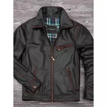 Китайский размер натуральная коровья кожа мужская кожаная куртка куртки пальто с ручной отделкой мужская кожаная куртка осень S