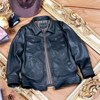 Китайский размер подлинная дубленая овчина мужская кожаная куртка осеннее натуральное кожаное пальто S