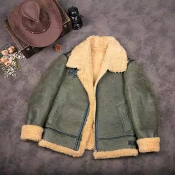 Китайский размер шуба из натурального меха мужская куртка из натуральной овчины зимнее пальто теплое M