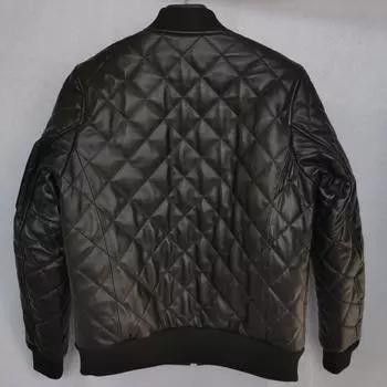 Китайский размер теплая натуральная кожаная куртка мужская стеганая клетчатая мягкая овчина мужская кожаная куртка ранняя зима глубокая осень M черный кожаный жакет