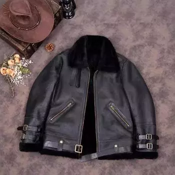 Китайский размер теплое зимнее пальто мужская натуральная овчина меховая куртка подлинная овчина M