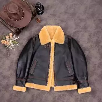 Китайский размер теплое зимнее пальто мужская натуральная овчина меховая куртка толстая настоящая овчина M