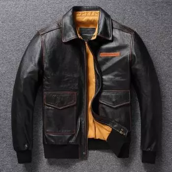 Китайский размер винтажная ручная рубка цветная кожаная куртка Great Escape A2 Flight Jacket мужская натуральная кожаная куртка короткая весна осень Chinese Size 5XL