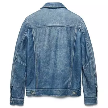 Китайский размер винтажный синий 507 повседневная натуральная кожаная куртка мужская настоящая коровья кожа тонкий бомбер пальто мужская кожаная куртка осенняя мужская одежда S небесно-голубой