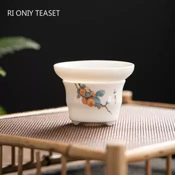 Китайский ретро керамический фильтр для чая ручной работы из белого фарфора фильтр для чая бытовая косметика для чая разделение воды чайная утварь аксессуары 8.1x6.1cm