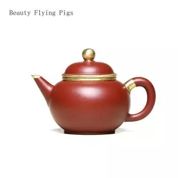 Китайский ручной работы, расписанный золотом фиолетовый керамический чайник из сырой руды, бытовой чайный сервиз Dahongpao для чайной церемонии кунг-фу