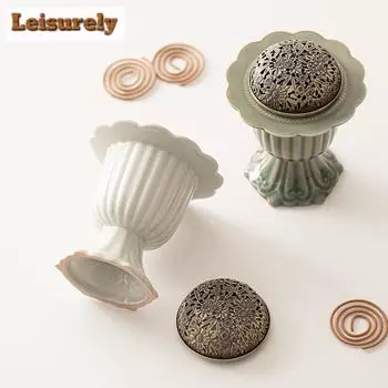 Китайский селадоновый цветок курильница для благовоний в помещении с высокой ножкой сандаловое дерево агаровая печь ремесла кабинет чайный сервиз аксессуары