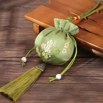 Китайский шелковый стиль парча вышитая сумка вышитая ткань саше мешочки кисточка кулон сумка на шнурке для ювелирных изделий подарочные пакеты зелёный