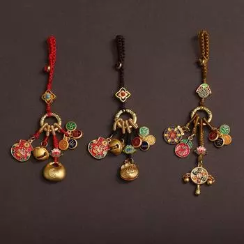 Китайский старинный французский модный брелок с предсказанием судьбы и сплетенным вручную мешочком для благословения