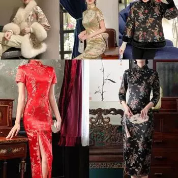 Китайский стиль 100x114 см парча узор дракон феникс ткани дамаск для шитья чонсам и кимоно материал рукоделие своими руками 100x114cm красный