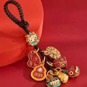 Китайский стиль автомобильные ключи подвески маленькая подвеска брелок ремешок счастливый Плутос счастливый брелок украшение B