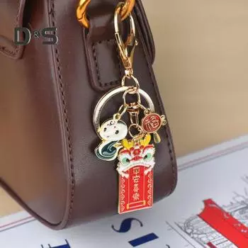 Китайский стиль брелок кулон змея бирка шарм металлический орнамент кошелек рюкзак автомобиль брелок подвесное украшение D