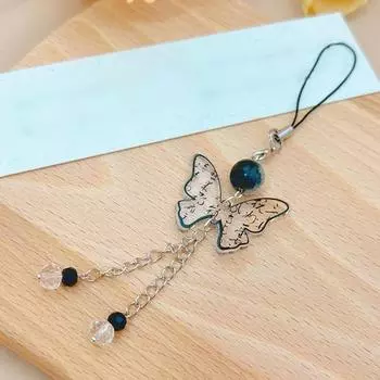 Китайский стиль чернила каллиграфия бабочка веер подвески мобильный телефон цепочка анти-потеряшка шнурок винтажный брелок сумка кулон подарки