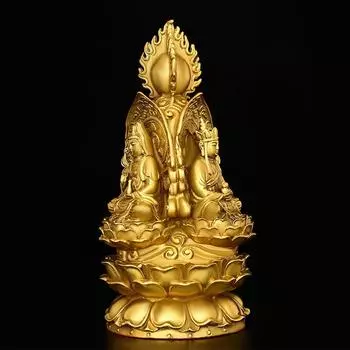 Китайский стиль Чистая медь Трехсторонний Будда Украшение Шакьямуни Кшитигарбха Благословения Украшения