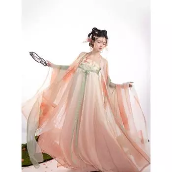 Китайский стиль династии Тан Ханфу костюм вышивка женский костюм L разноцветный