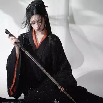 Китайский стиль династии Вэй и Цзинь Ханфу, черный женский рыцарский костюм для мужчин и женщин L чёрный